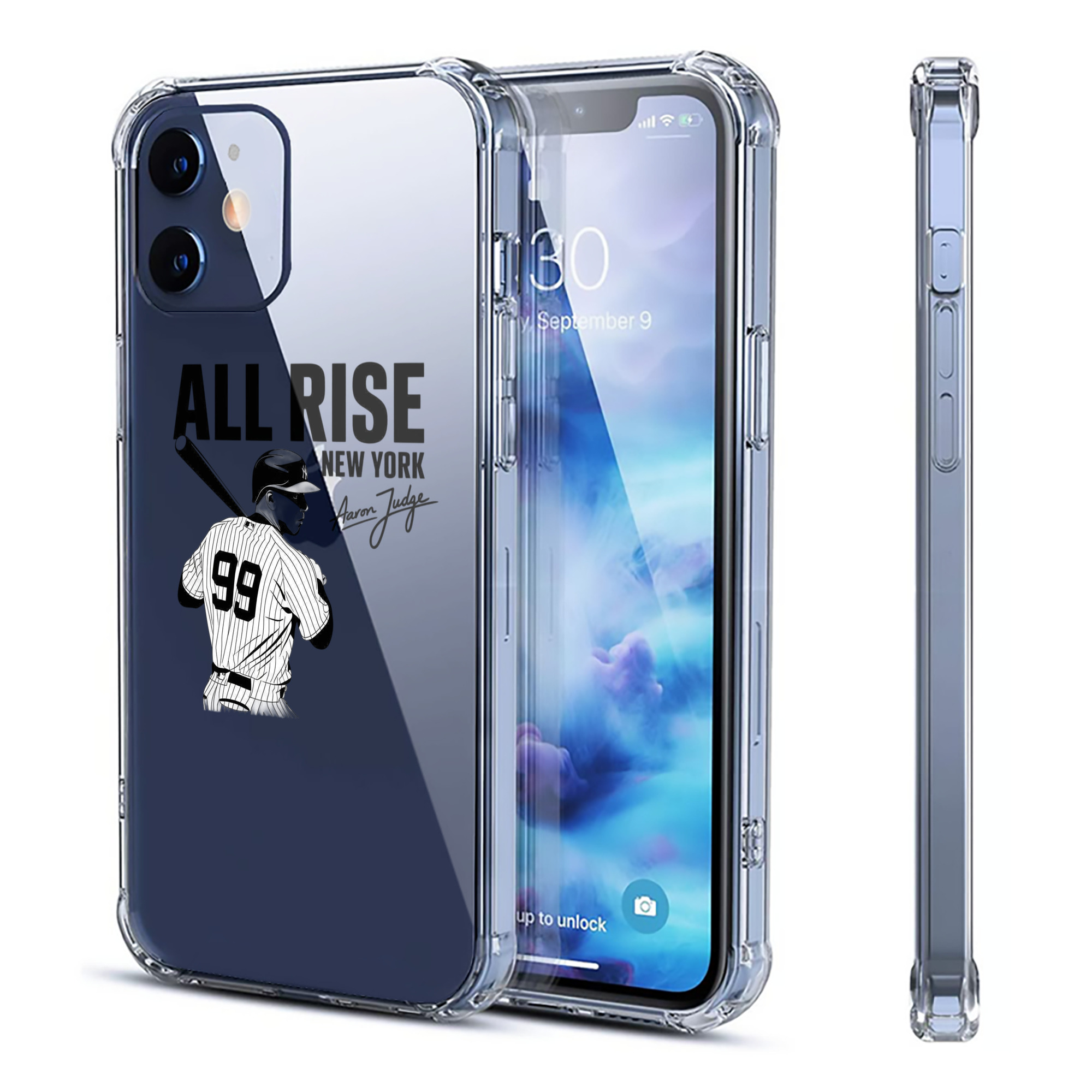 All Rise New York Aaron Judge 99 Clear IPhone 12 Case – Soft TPU With UV Print – Enhanced Drop Protection, Precise Fit, Anti-Fingerprint, Customizable Design, Scratch-Resistant, Yellow-Resistant
